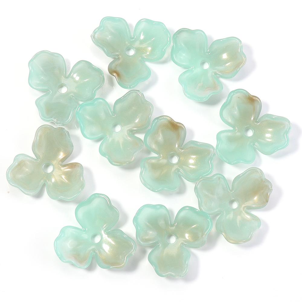10pcs/lot Colorful Flower Acrylic Spacer Beads Three Petal Flower Loose Bead Caps For DIY Charms Earrings Necklace Accessories