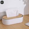 Tissue Box Wooden Cover Solid Color Tissue Box with Groove Multifunctional Household Room Desktop Tissue Plastic Storage Box