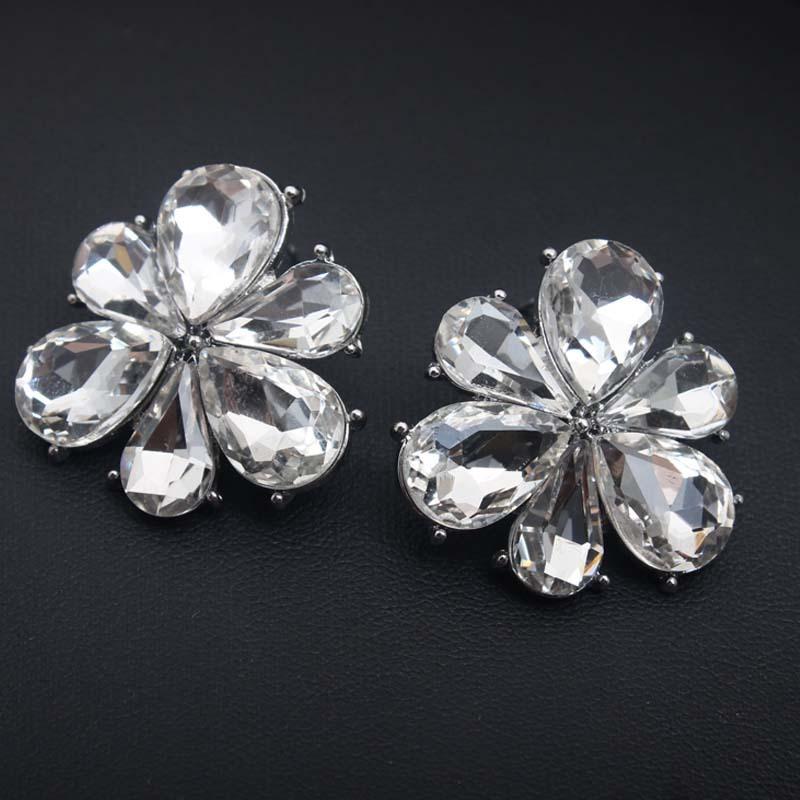 Přehnané náušnice s květinami Křišťálové náušnice s drahokamy Dámské módní náušnice