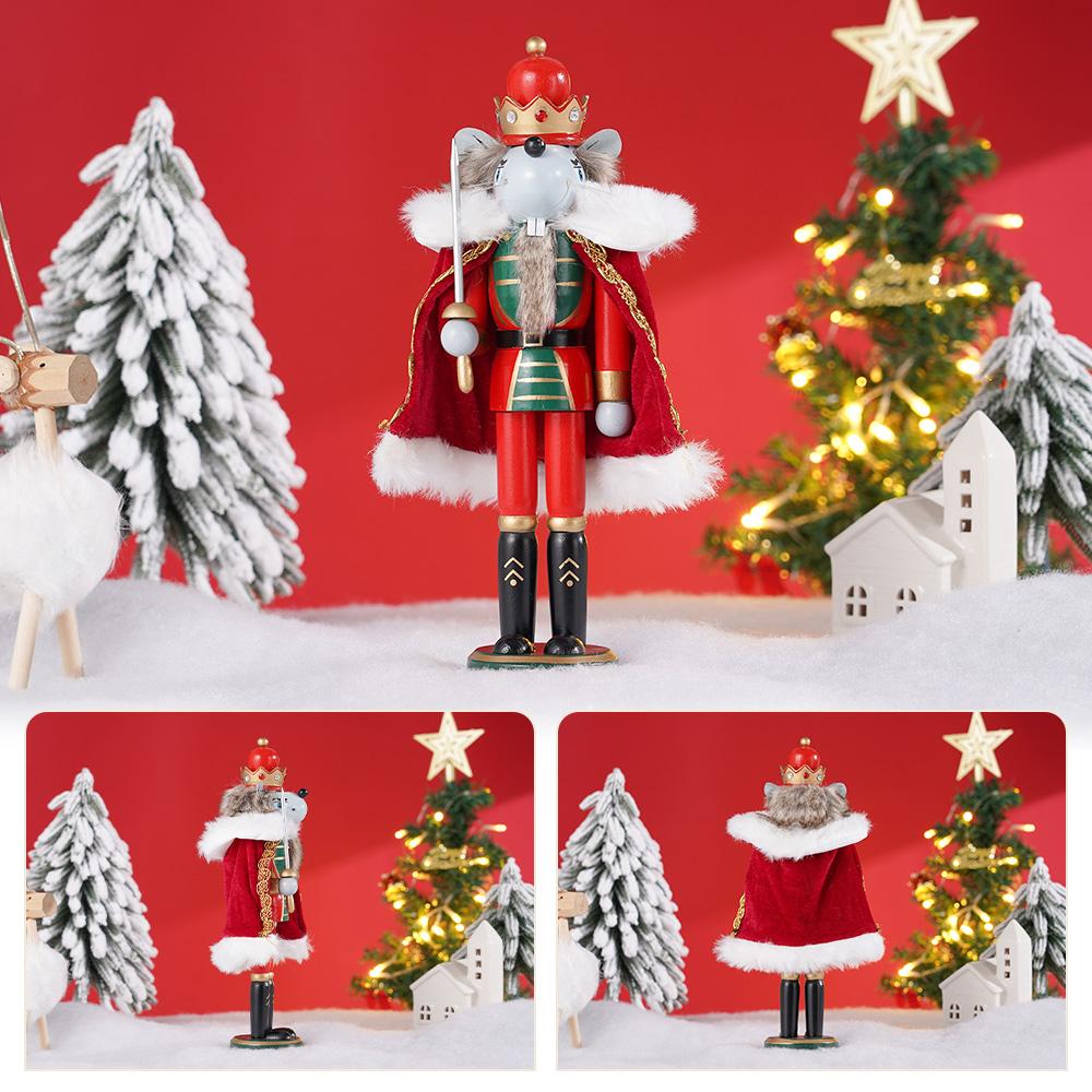 30CM Wooden Nutcracker Ornament Soldier Figure Handcraft Doll Home Office Table Xmas Decoration Statue Childrens Christmas Gift