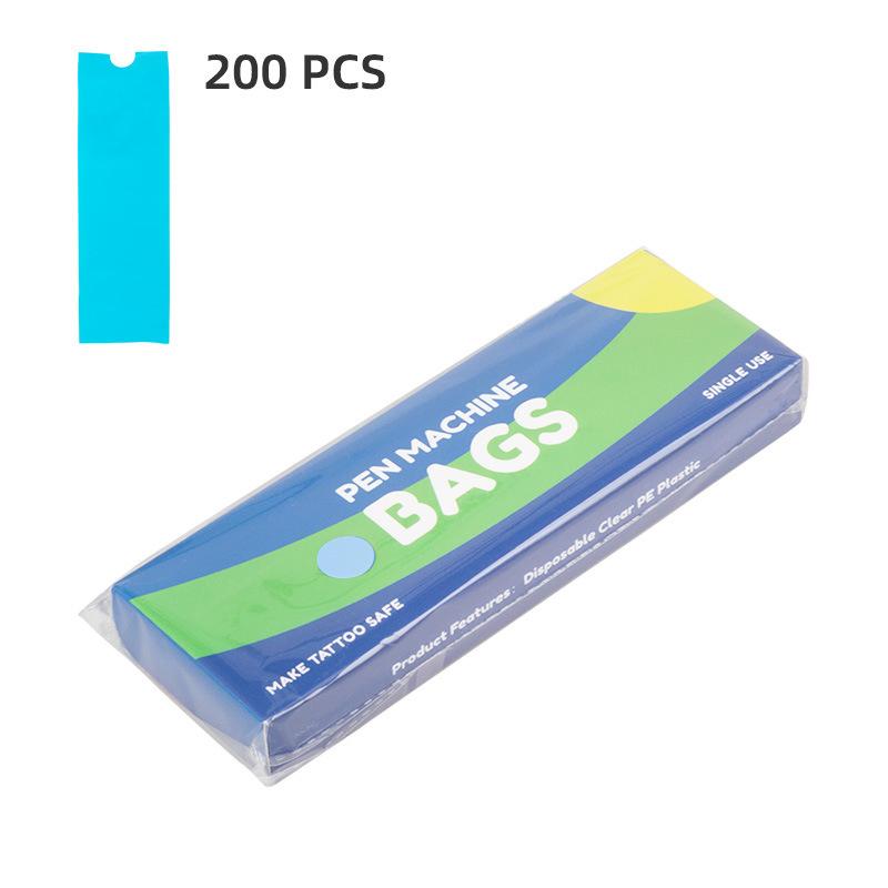200 шт. Чехол для машинки-ручки Черный/Синий - Гигиенические тату-аксессуары Одноразовые пластиковые чехлы-пакеты для клип-корда тату-машинки
