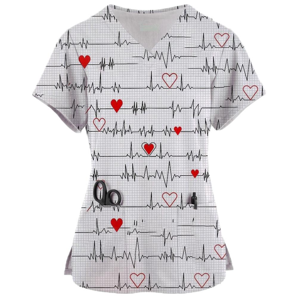 Φορέματα Σπα με Κινούμενα Σχέδια Μπλούζες Ομορφιάς και Υγείας Επαγγελματική Στολή Κομμωτηρίου Γυναικεία Μπλουζάκια