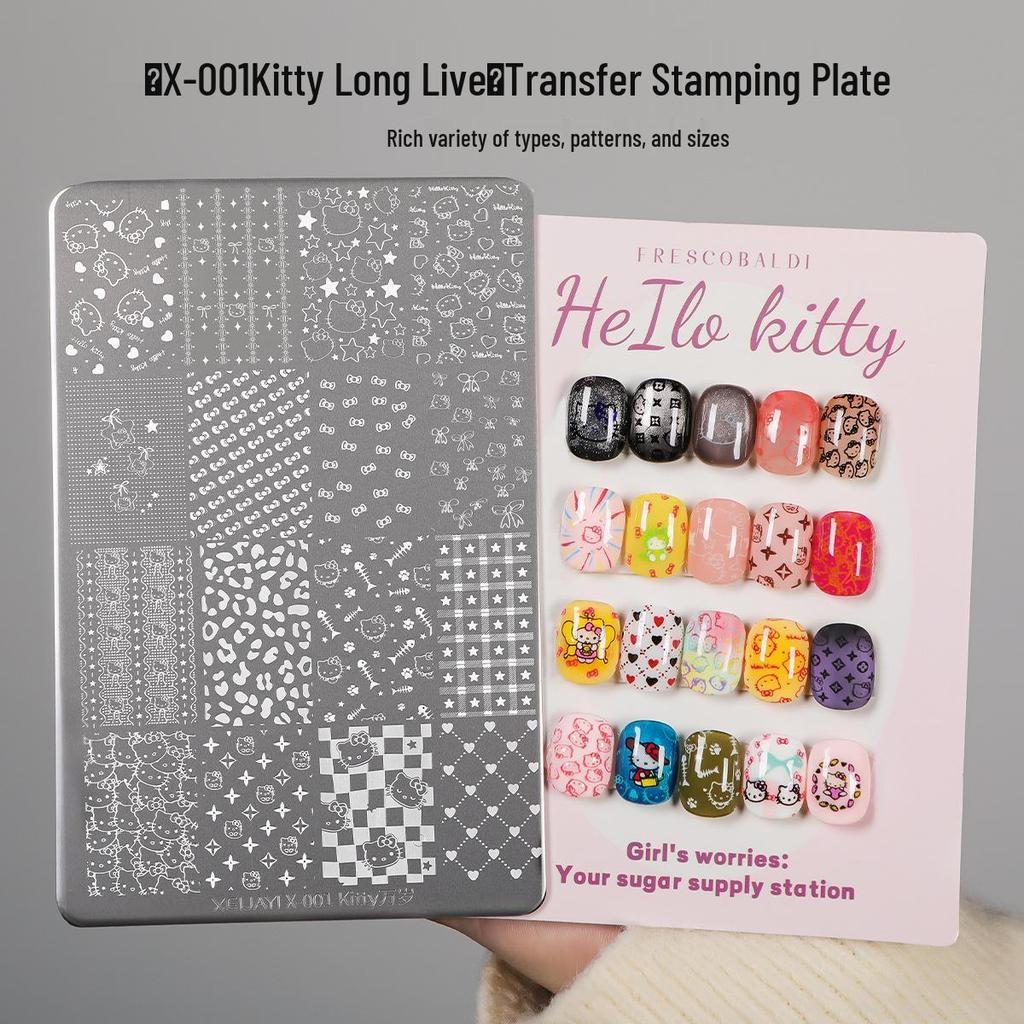 Popular Nail Art Stamping Plates with KT Cat, Butter Bear, Plaid & Stars Designs