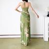 European and American Style 2026 Summer New Girl Retro Sexy Neck Slim Split Dress Women