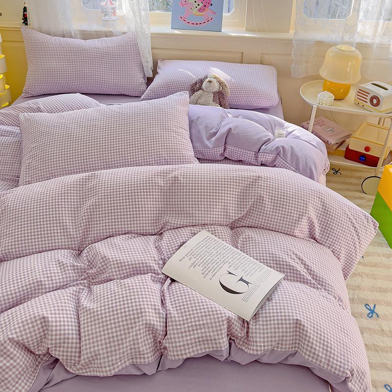 

Class A Maternal And Infant Grade 4Pcs Set, Small Floral Washed Cotton Quilt Cover, Dormitory Small Fresh Knitted Cotton Bed Sheet 3Pcs Set dormitory 3pc set quilt150 * 2*2.3m+