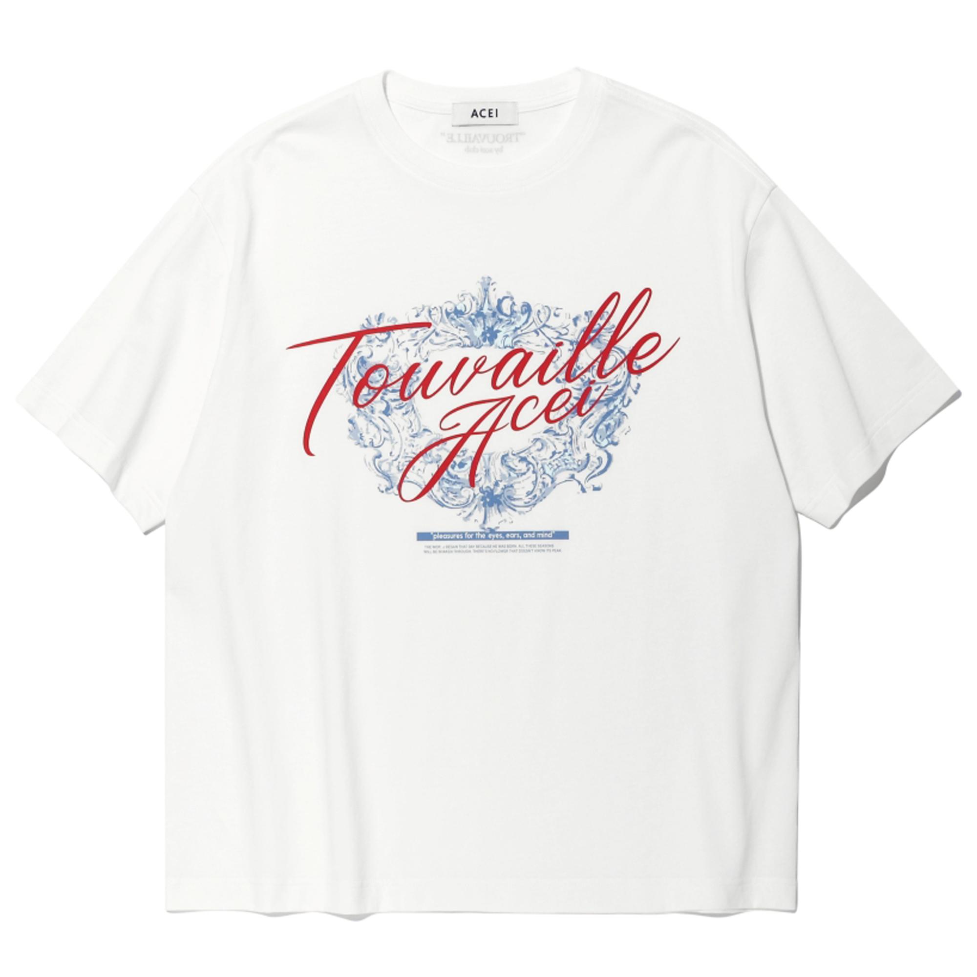 Asei Laurel Wreath Logo Print T-Shirt (Uni) Wht S