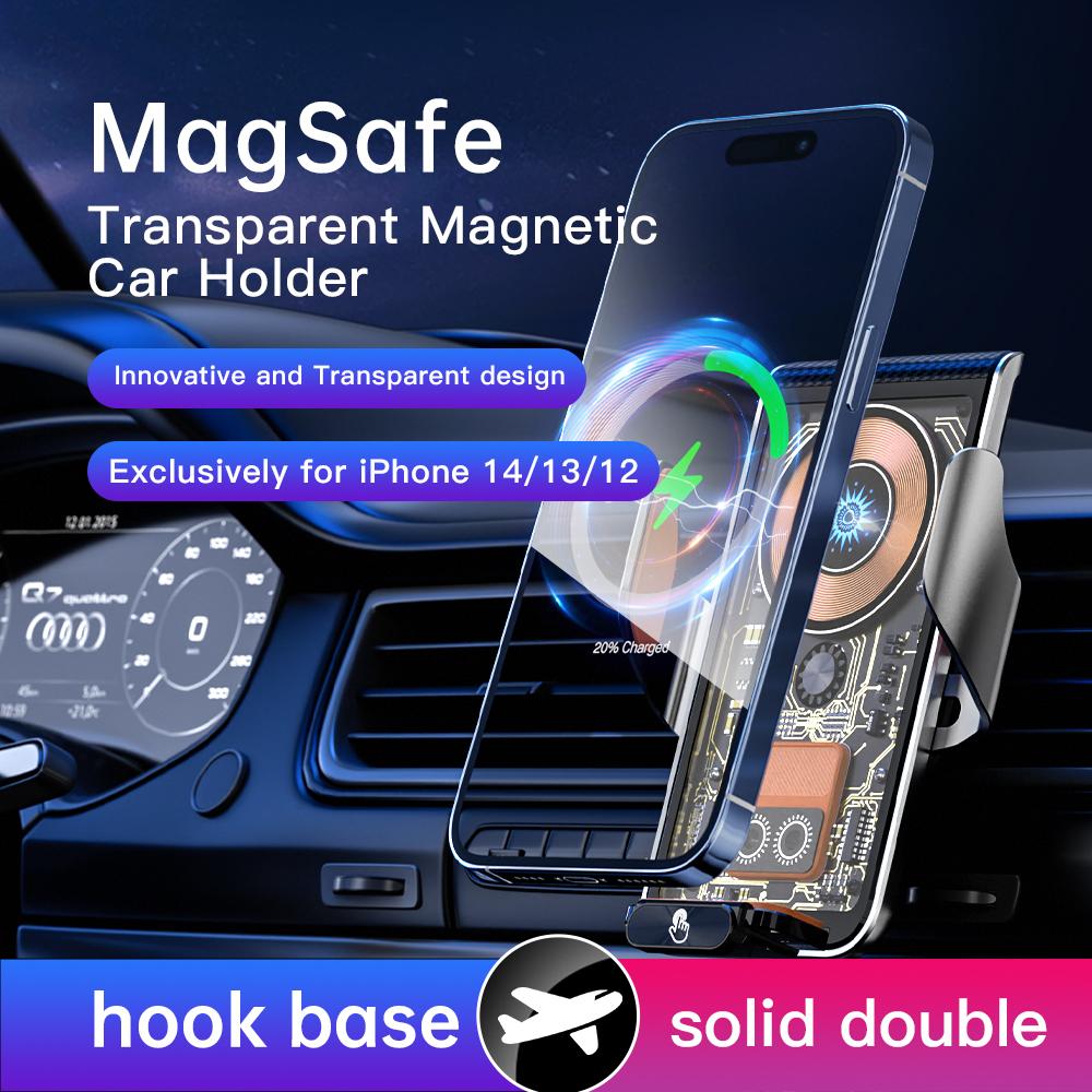 Magnetisk trådløs billader 15w hurtigladingsholder for Iphone14pro 14 13 12 Automatisk klemme luftventilfeste for Huawei Mate50pro