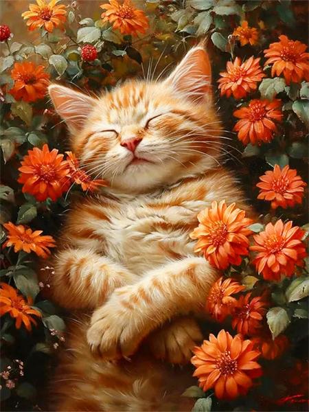Full Square/Round 5D Diamond Painting Cat Sunflower Home Decor Embroidery Mosaic Animal Wall Art