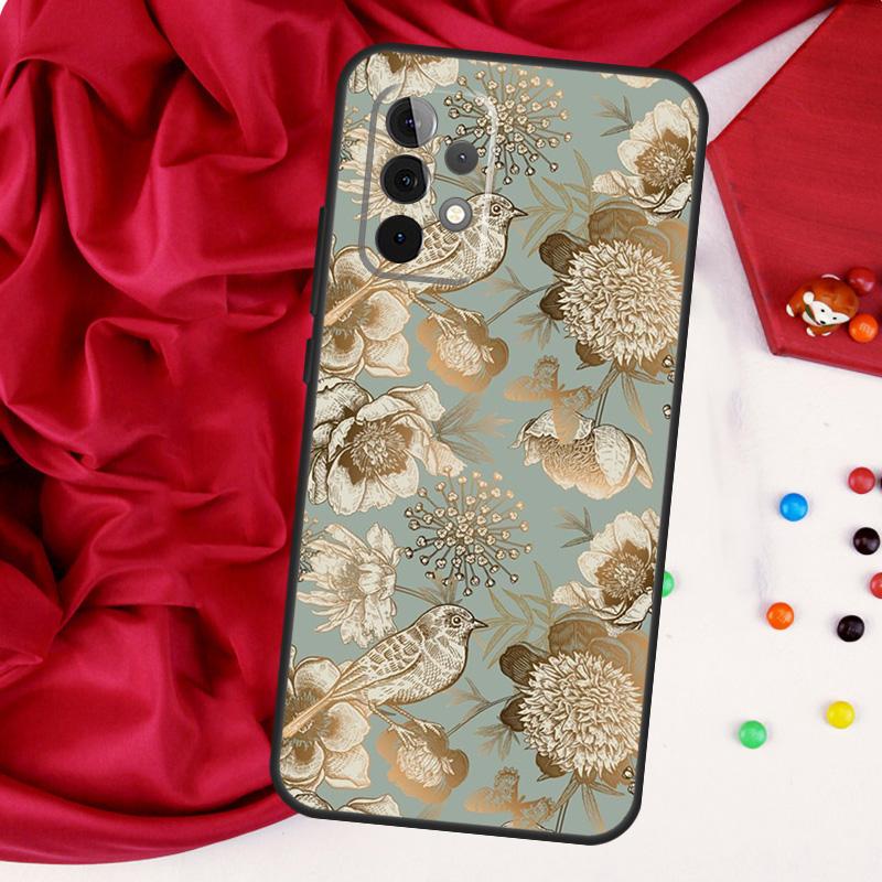 Garden Birds For Samsung Galaxy A15 A55 A53 A33 A35 A22 A32 A52 A54 A34 A14 A56 A36 A26 A16 A05 A06 Case