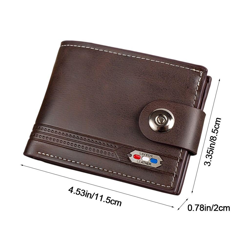 High Capacity Leather Wallet Vintage Style Multiple Card Slots Card Holder Money Clip 2-fold Design Coin Purse Business Use