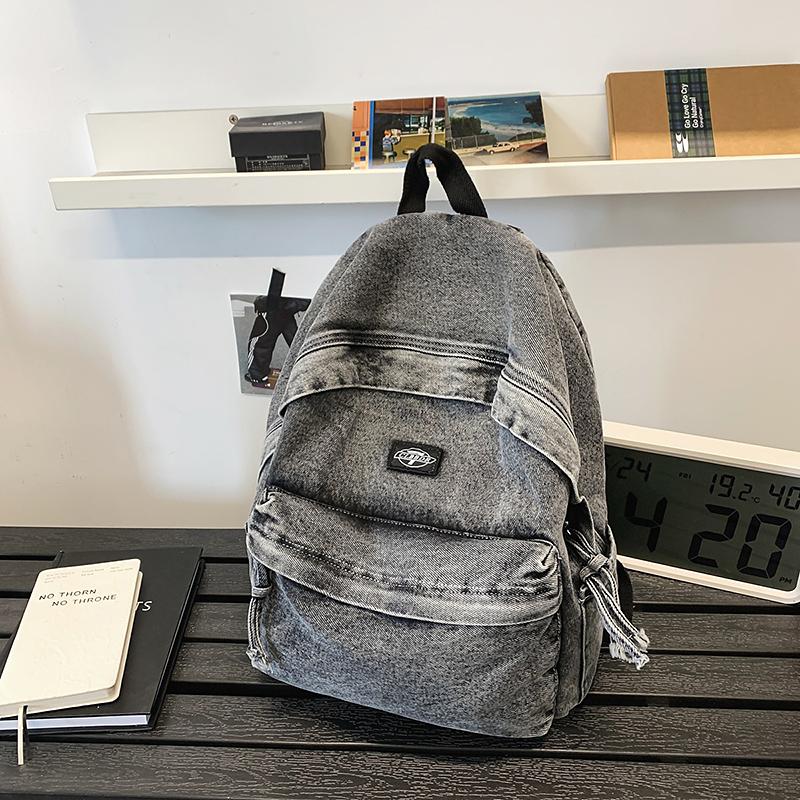 College Style Couple Student Schoolbag Denim Lightweight Backpack