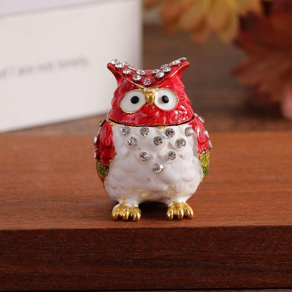 Big Eyes Enamel Jewelry Box Home Decor Owl Animal Ornaments Owl Storage Box Desktop Ornament