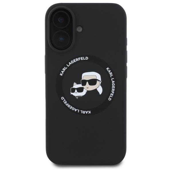 Karl Lagerfeld Klhmp16Sskchtck Iphone 16 6.1 Czarny/Black Hardcase Silicone Karl&Choupette Heads Magsafe