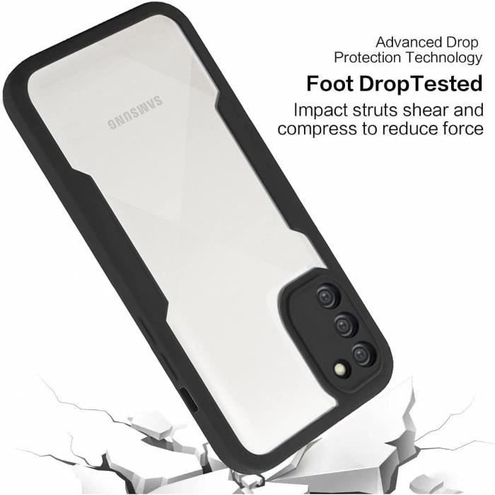 Case - BOOLING - for Samsung A02S - Black - 360° Protection - Anti-Scratch - Reinforced Edge