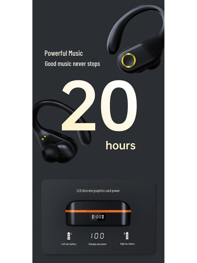 YW02 Wireless Sports Ear-hook Bluetooth Earphones with ENC and Long Battery Life