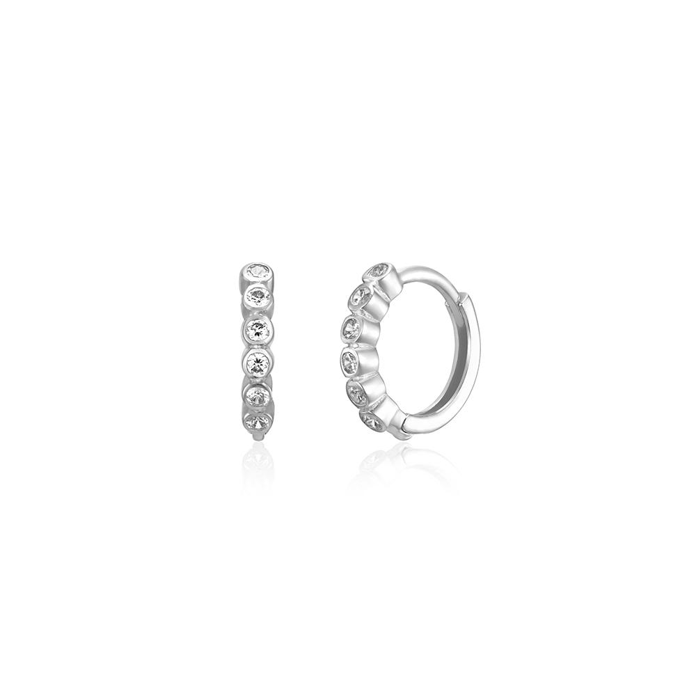 Lunne 14K Mini Bezel Line One-Touch Earrings (14K Gold) #Lfe57