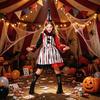 Kids Halloween Clown Costume Girls Circus Role Play Dress Set Carnival Party Outfit