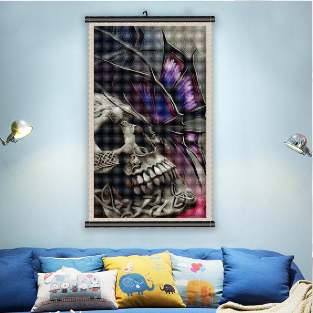 Pintura de diamante 5D DIY con marco, Kits de bordado de punto de cruz de  calavera y mariposa, juegos de costura, mosaico de paisaje de terror,  regalo hecho a mano comprar a, image size:1000x1000