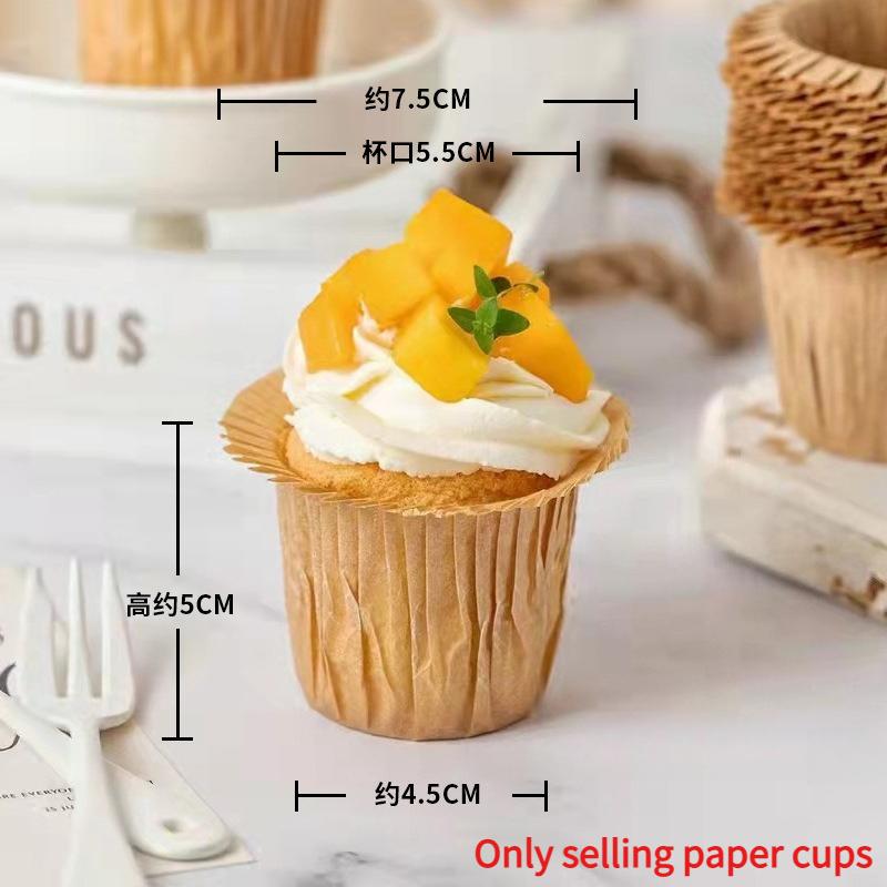 50pcs Tulip Paper Cups Cake Cup Oven High Temperature and Oil Resistant Flame Cups Disposable Oil Proof Liner Paper Holder Bread Baking Mold