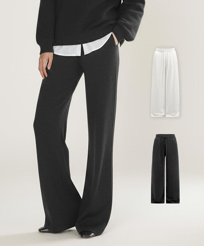 Beoteunseoul [Women'S] Slim Line Stretch Wide Elastic Waist Pants (2 Colors)