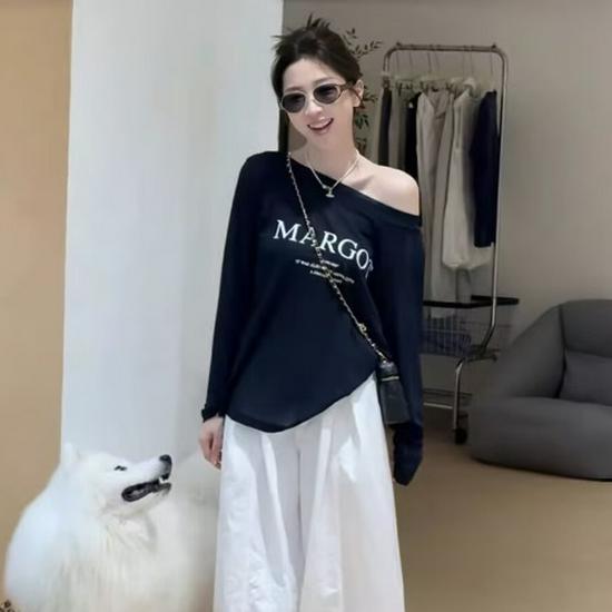 

French Style Off-Shoulder Long-Sleeve Women s Cardigan Top - 2025 Early Autumn Versatile Slimming Sun Protection 2XL (125-140 lbs) чёрный