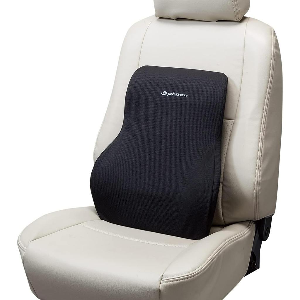 BONFORM Phiten Back Seat Cushion, 38 x 47cm, Black, Made with Aqua Titanium, Low-Rebound, Anti-Fatigue, phiten 5815-08BK