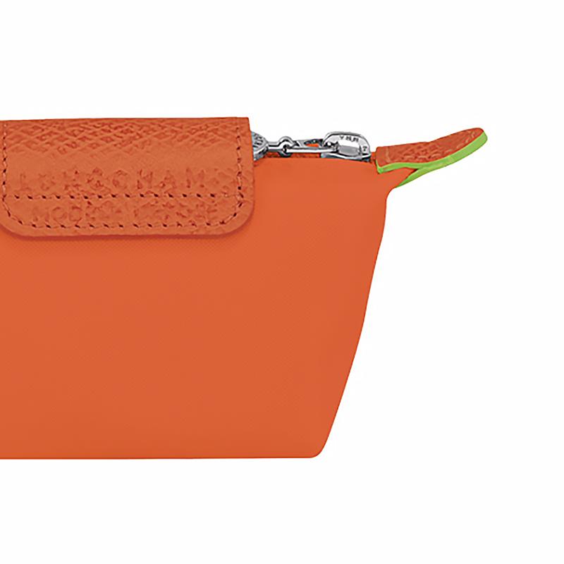Longchamp Le Pliage Green Snap Zipper Closure Recycled Canvas Clutch Coin Purse Women Clutch Orange 30016919P69