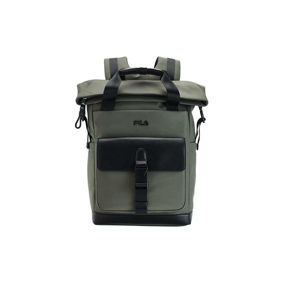 FILA Solid Color Fashion Commuter Large Capacity Zipper Closure Fabric Backpack Men backpack Army-Green Black F13M331106F Jet Black