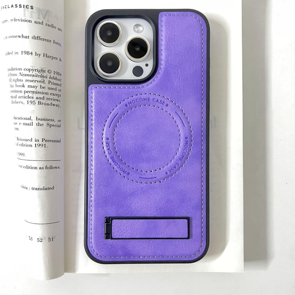Foreign trade models are suitable for iPhone14 leather bracket, mobile phone case, Apple 14PROMAX crystal shield, magnetic protective case 14.