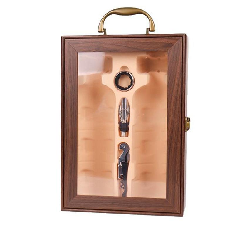 

1pc Wooden Wine Box Set Double Bottle Storage Case Wine Gift Box for Wine Lovers Birthday Housewarming Wedding as show