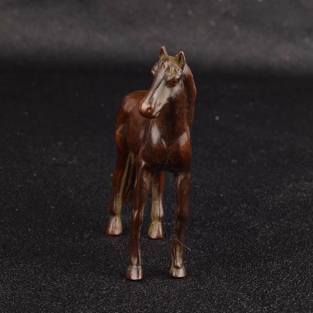Antyczne metalowe figurki koni z długim ogonem, miniatury, ozdoby Feng Shui, miniaturowe zwierzęta zodiaku, dekoracja stołu