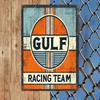 Racing Car Retro Style Metal Decorative Painting for Garage Room Decor
