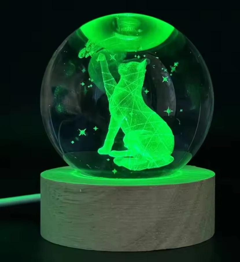 Umgebungslicht Saturn 3D Kugel Lampe Sonnensystem Kristallkugel mit Mehrfarbiger LED Lichtbasis Stimmungslicht Geschenke Geburtstag