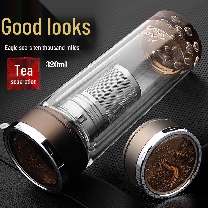 Double-Layer Tea Infuser Glass Mug