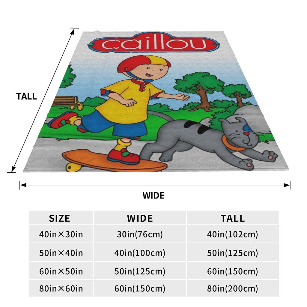 Caillou Animation Cartoon Knitted Blankets Coral Fleece Plush Anime Skateboard Lightweight Thin Throw Blanket Outdoor Bed Rug