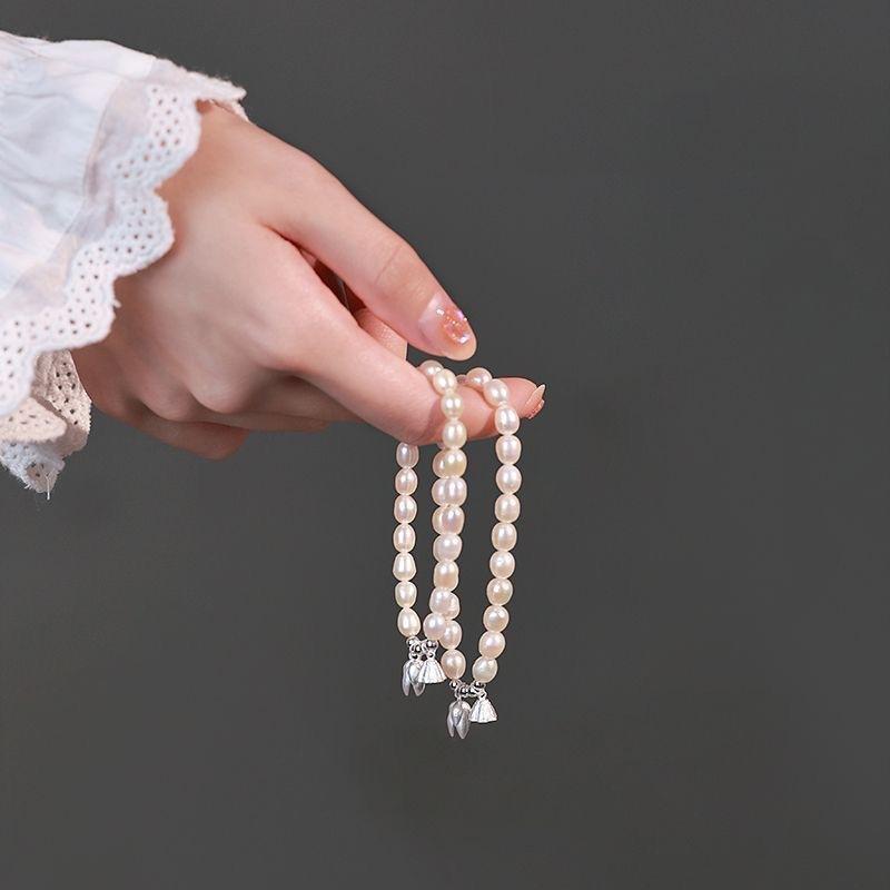 French Retro Imitation Pearl Lotus Seedpod Handmade Bracelet for Women Light Luxury Unique Niche Joyful Bead Bracelet