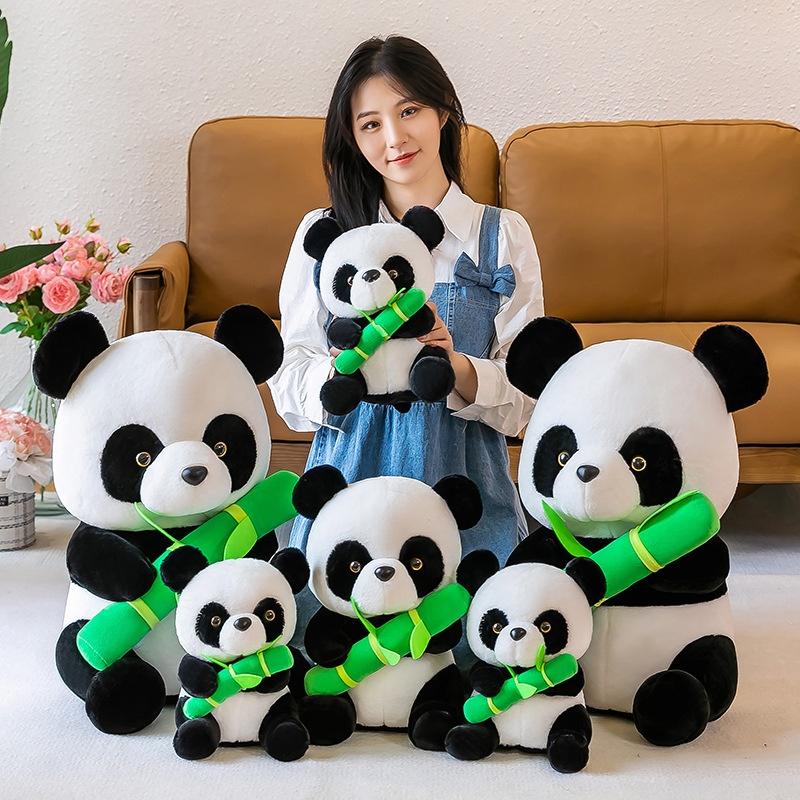 Cute Panda Plush Toy, Long Fur Soft Stuffed Animal, 30cm/55cm Height, Pp Cotton Filling