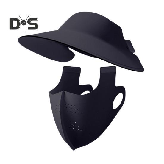 Sunscreen Face Guard Ice Silk Breathable Holes Sun Protection Hat Wide Brim Design Fastener Tape Face Guard