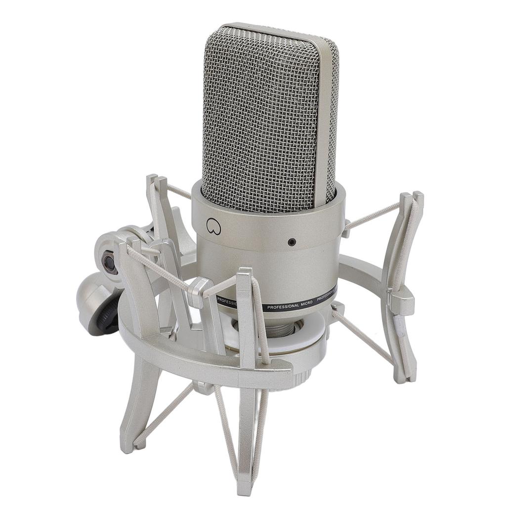 Studio Condenser Microphone 26mm Diaphragm Microphone with Shock Mount XLR Cable Windscreen for Recording Podcasting
