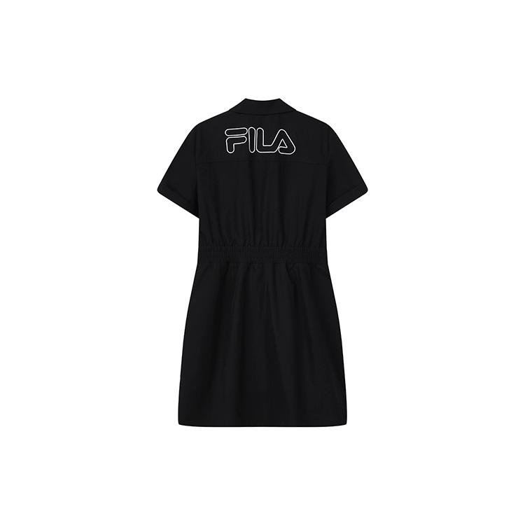New FILA Short Sleeved Dress Women's Jet Black F11W229323FBK