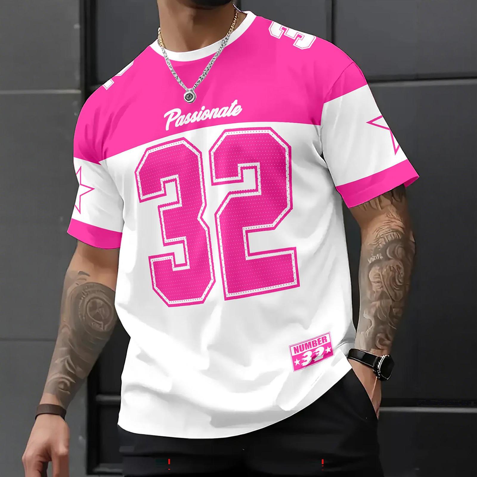 

Men s Short Sleeve Crewneck T Shirt with Number Print Loose Fit Casual Sportswear Top for Daily Wear and Outdoor Activities XL