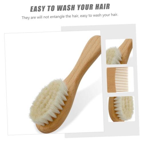 SEWACC 1 Set Toddler/Children's Hair Washing Brush Comb Kit Wooden Comb Wool Brush Set