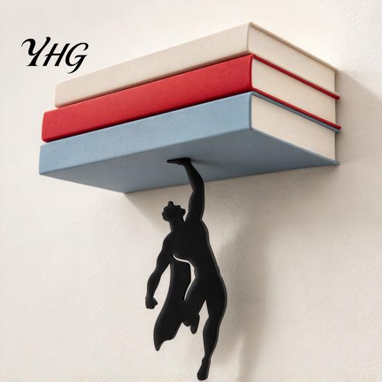 Invisible Wall Shelves Hero Floating Bookshelf, Mounted Book Storage Shelf, Creative Metal Shelf for Ledge Small Apartments Study Rooms and