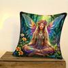 A Single Item, a Beautiful Fairy Butterfly Wing Cushion Cover Sitting In a Flower-Filled Forest, Printed On One Side, Without Pillow Insert, Short Plu