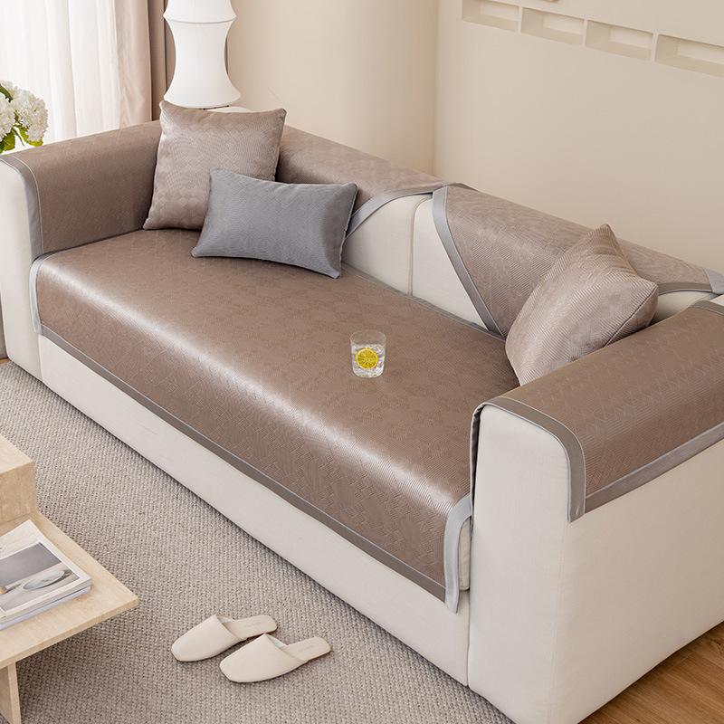 Ice Silk Sofa Cushion, Summer Light Luxury, Modern High-end Sofa Cover, Anti Slip Cool Mat, Seat Cushion, Backrest Cover, Towel