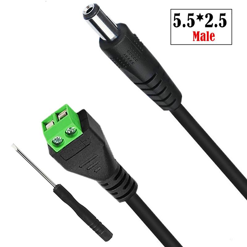 DC Strømkabel 5.5*2.1/5.5*2.5mm/3.5*1.35mm Hunn Hann Kontakt Jack Plugg Tilkobling For LED Stripe CCTV Sikkerhetskamera DVR