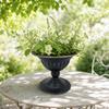 Distressed Metal Pedestal Vase Floral Bowl VintageInfluenced Elevated Stem Flower