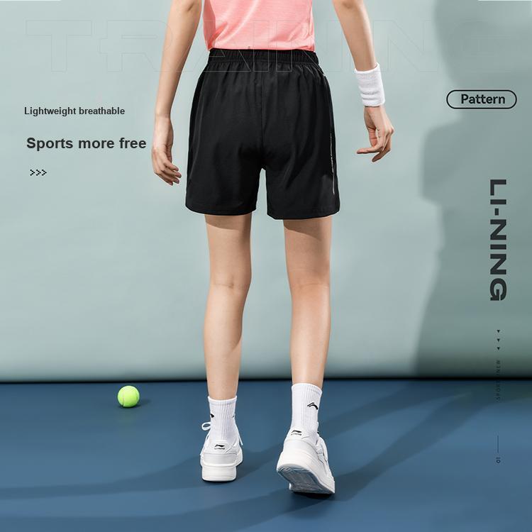 Li-Ning Breathable Lightweight Sports Elastic Mid-Waist Casual Shorts Women Shorts Black AAPU170-1