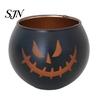 Festive Party Atmosphere Decor Halloween Pumpkin Glass Candle Holder, Iron Art Tealight Lantern for Tabletop Window Table Centerpieces And Fireplace