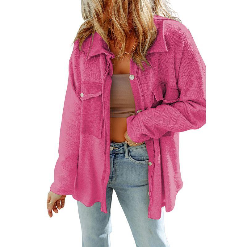 

Fall 2024 New Arrival Loose Easiest for Match Shirt Style Outwear Women Fashion Pure Color Casual Style Patchwork Long Sleeves Shirt Women LC854511-P6 2 Size XL Fit (75.00 kg-82.50 kg